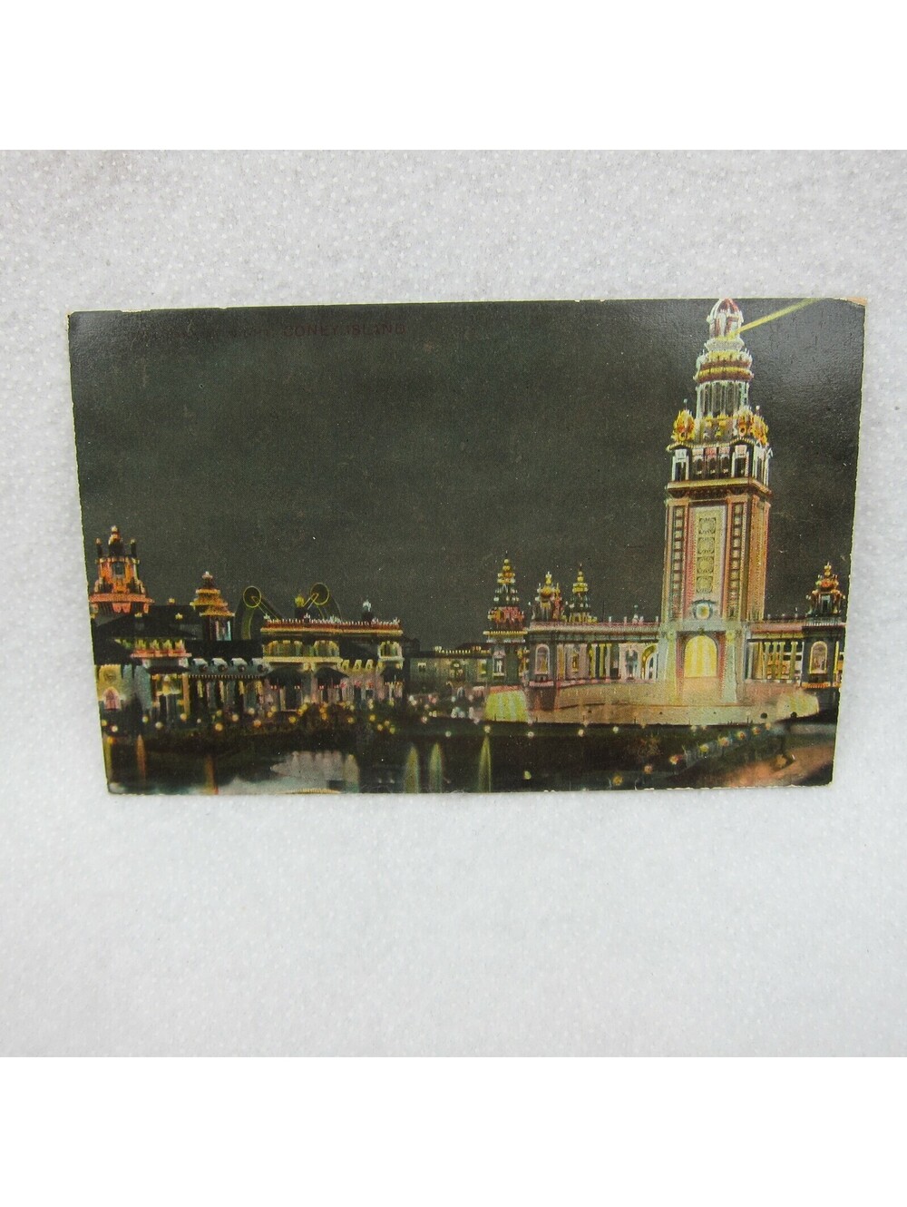 Antique Luna Park at Night Coney Island New York Postcard circa 1910 Unposted